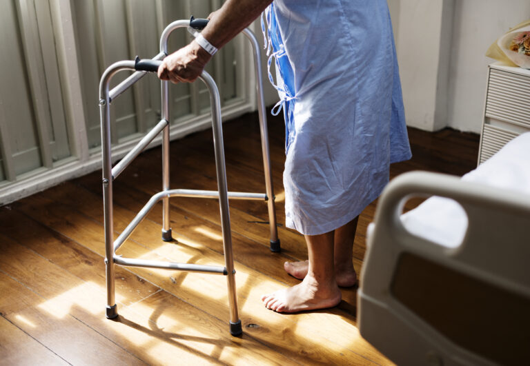 A sick elderly staying at a hospital