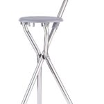 MEDITROVE Walking Stick Elderly Folding Chair/Stool Cane Aluminum Walking Stick Holding Foam Handle (Silver)
