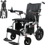 Electric Wheelchair, Lightweight, Compact, Wheelchair, Electric Wheelchair, All Terrain Electric Mini Car, Folding, Wheelchair, Electromagnetic Brake, Walking Assistance, Load Capacity 264.7