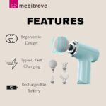 Meditrove Mini Handheld Massage Gun – Deep-Tissue Body Pain Relief & Muscle Recovery – 6 Speed Levels, 4 Massage Heads, Cordless, Type‑C Rechargeable - Image 5