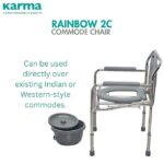Karma Rainbow 2C MS Commode Chair | Chrome-Plated Mild Steel Frame | Foldable & Height Adjustable | Fits Over Indian & Western Commodes | Lightweight & Portable | 100 kg Capacity - Image 5