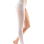 mediven thrombexin 18 - Thigh w/ Waist Attachment, White, CCL1 | Thrombosis Prophylaxis Compression Anti-Embolism DVT Stocking | 18mmHg Pressure | Pre, Intra, Post Operative Care (L)