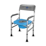 Vissco - 3 in 1 Foldable Commode Shower Chair | Bath Aid with Washable Backrest - Without Castor (Grey)
