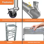 Vissco - 3 in 1 Foldable Commode Shower Chair | Bath Aid with Washable Backrest - With Castor (Grey) - Image 3