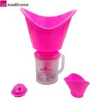 MEDITROVE Coronation Electric Steam Vaporizer for Face & Body | Facial Sauna, Steam Inhaler & Vapourizer | With 3 Attachments for Adults & Kids | Easy Home Use for Cold & Cough Support (Pink)