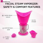 MEDITROVE Coronation Electric Steam Vaporizer for Face & Body | Facial Sauna, Steam Inhaler & Vapourizer | With 3 Attachments for Adults & Kids | Easy Home Use for Cold & Cough Support (Pink) - Image 5