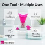 MEDITROVE Coronation Electric Steam Vaporizer for Face & Body | Facial Sauna, Steam Inhaler & Vapourizer | With 3 Attachments for Adults & Kids | Easy Home Use for Cold & Cough Support (Pink) - Image 4