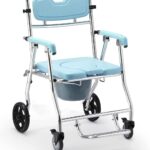 Meditrove - Folding Shower Commode Wheelchair for Adults – Lightweight Aluminium Frame