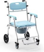 Meditrove - Folding Shower Commode Wheelchair for Adults – Lightweight Aluminium Frame