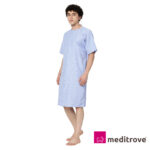 Meditrove Unisex Patient Hospital Gown – Comfortable Striped Cotton Dress (Universal)