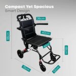 Arrex Ken Lightweight Foldable Manual Wheelchair with Safety Belt & Hand Brakes | Portable Travel Wheelchair - Image 5