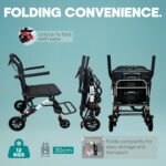Arrex Ken Lightweight Foldable Manual Wheelchair with Safety Belt & Hand Brakes | Portable Travel Wheelchair - Image 3